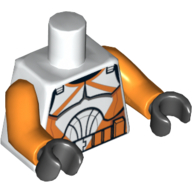 Lego Torso Clone Trooper Armour with Orange Markings Print, Orange Arms, Black Hands