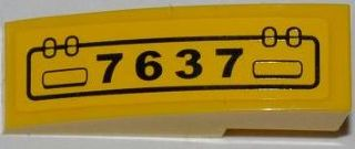 Lego Slope, Curved 3 x 1 with Hatch and '7637' Pattern Model Left Side (Sticker) - Set 7637 / Yellow