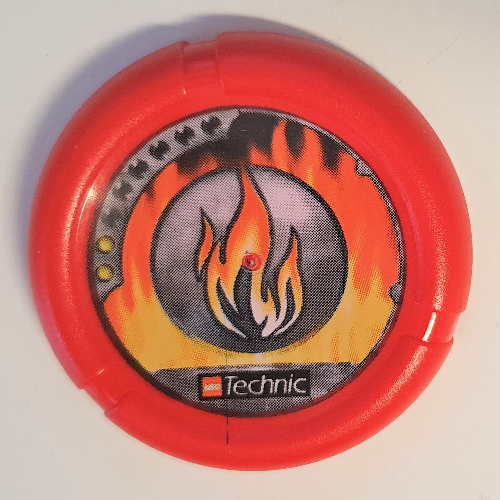 Lego Large Figure Throwing Disk, Torch / Fire, 2 Pips, Flame Logo Print / Red