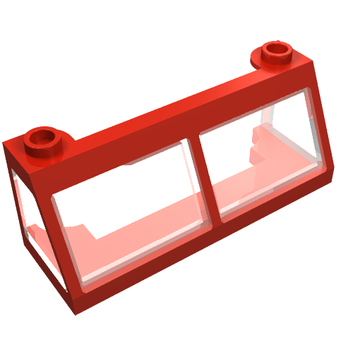 Lego Windscreen 2 x 6 x 2 Train with Trans-Clear Glass / Red