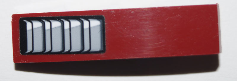 Lego Slope, Curved 4 x 1 with Silver Vents Pattern (Sticker) - Set 60138 / Dark Red