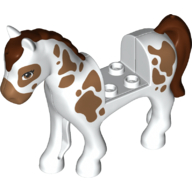 Lego Animal, Horse with 2 x 2 Cutout, Brown Eyes, Reddish Brown Spots, Mane and Tail Print