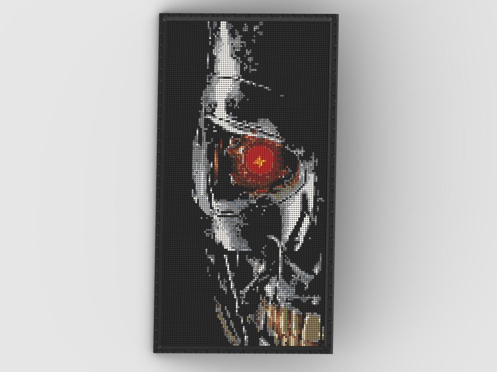 Lego Terminator Point Painting with Round Tiles with Frame