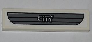 Lego Tile 1 x 4 with Dark Gray Car Grille and 'CITY' Pattern (Sticker) - Set 4432
