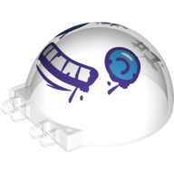 Lego Windscreen 6 x 6 x 3 Canopy Half Sphere with Dual 2 Fingers with Spray Painted Face Print / Trans-Clear