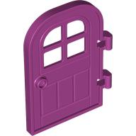 Lego Door Right 4 x 6 with Curved Top, Bars / Magenta