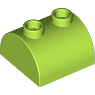 Lego Brick Curved 2 x 2, Two Top Studs / Lime
