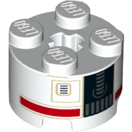 Lego Brick Round 2 x 2 with DD-BD Droid print / White