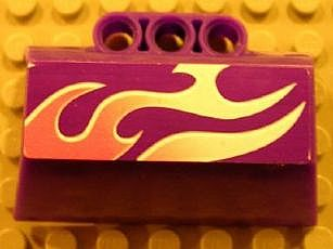 Lego Technic, Panel Engine Block Half / Side Intake with Flames Pattern Model Left Side (Sticker) - Set 8491