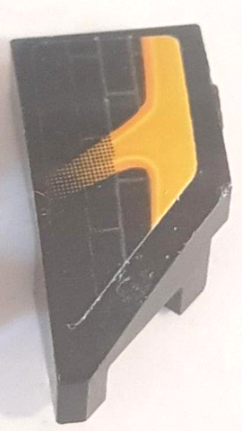 Lego Wedge 2 x 1 x 2/3 Left with Yellow Stripe and Grille Pattern (Sticker) - Set 75893