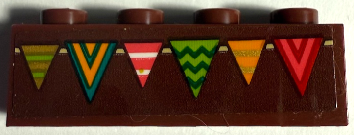 Lego Brick 1 x 4 with Bunting Flags Pattern (Sticker) - Set 43185
