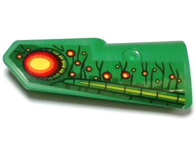 Lego Technic, Panel Fairing #22 Very Small Smooth, Side A with Red and Yellow Nostril and Spots, Lime and Dark Green Scales and Skin Pattern (Sticker) - Set 42149