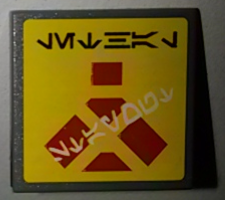 Lego Road Sign 2 x 2 Square with Clip with Aurebesh Characters 'LETHAL' and 'STAY OUT' Pattern (Sticker) - Set 7879 / Dark Bluish Gray