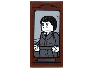 Lego Tile 2 x 4 with Man with Black Hair and Dark Bluish Gray Suit Portrait Pattern (Sticker) - Set 76052