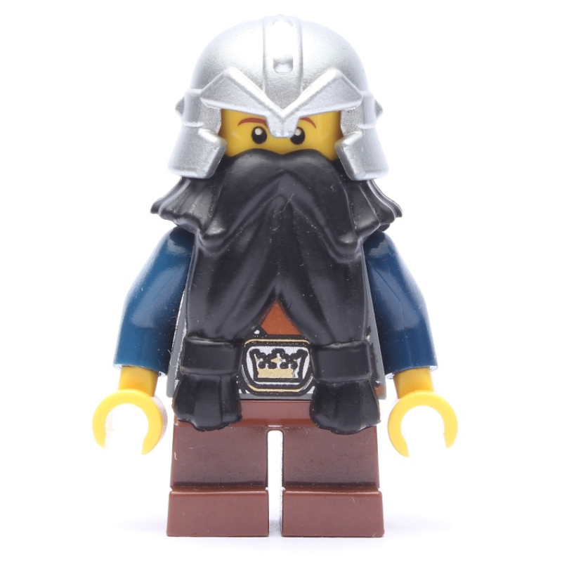 Lego Dwarf, Black Beard, Metallic Silver Helmet