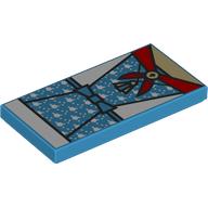 Lego Tile 2 x 4 with Medium Azure/White Dress, Red Scarf, Light Nougat Chest Print