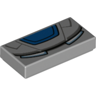 Lego Tile 1 x 2 with Rectangle White Eyes, Blue Mask Print / Light Bluish Gray