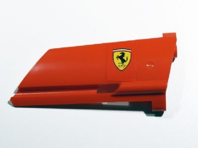Lego Technic, Panel Fairing #20 Large Long, Small Hole, Side A with Ferrari Logo Pattern (Sticker) - Set 8674 / Red
