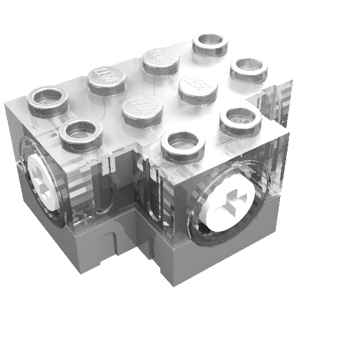 Lego Gearbox 3 x 4 x 1 2/3 with Dark Gray Base / Trans-Clear