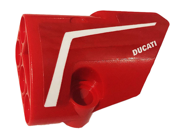 Lego Technic, Panel Fairing # 2 Small Smooth Short, Side B with White Stripe and 'DUCATI' Pattern (Sticker) - Set 42107