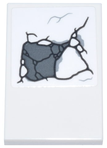 Lego Tile 2 x 3 with Black, Dark Bluish Gray and Light Bluish Gray Wide Cracked Stone Pattern 2 (Sticker) - Set 76266