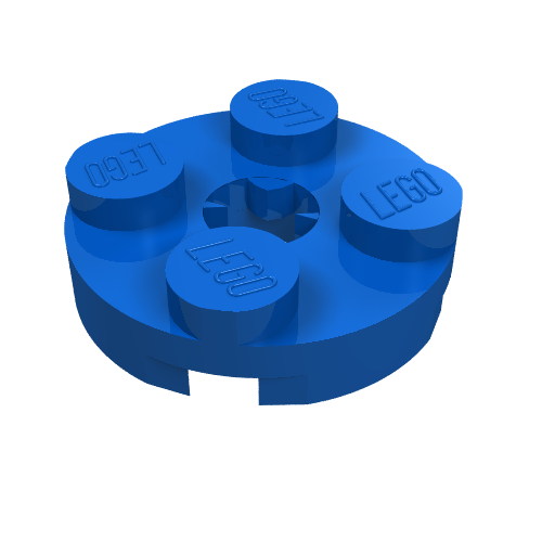 Lego Plate Round 2 x 2 with Axle Hole Type 2 (X Opening) / Blue