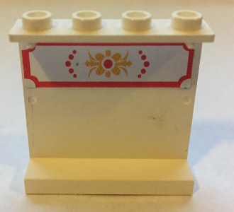 Lego Panel 1 x 4 x 3 - Hollow Studs with Bed Decoration Pattern (Sticker) - Set 7586 / White