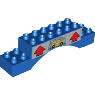 Lego Duplo Brick 2 x 10 x 2 Arch with Car Wash Logo and Red Arrows Print