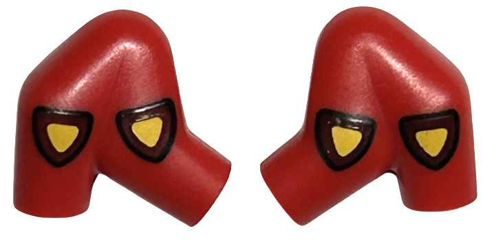 Lego Arm, (Matching Left and Right) Pair Double with Yellow and Dark Red Triangular Shields with Black Outline Pattern