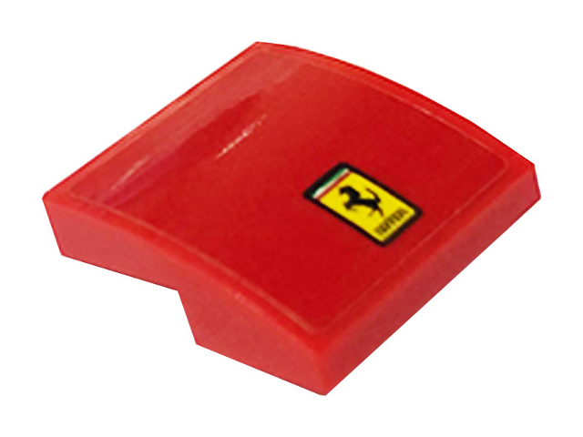 Lego Slope, Curved 2 x 2 x 2/3 with Ferrari Logo Pattern (Sticker) - Set 76895 / Red