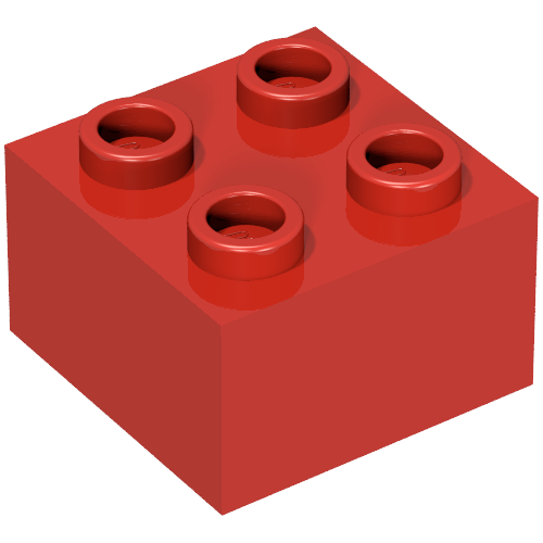 Lego Minitalia Brick 2 x 2 with Bottom X Support / Red