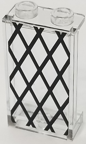 Lego Panel 1 x 2 x 3 with Side Supports - Hollow Studs with Black Window Lattice Pattern (Sticker) - Set 75903
