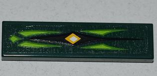 Lego Tile 1 x 4 with Lime Scales and Yellow Diamond Pattern (Sticker) - Set 9450