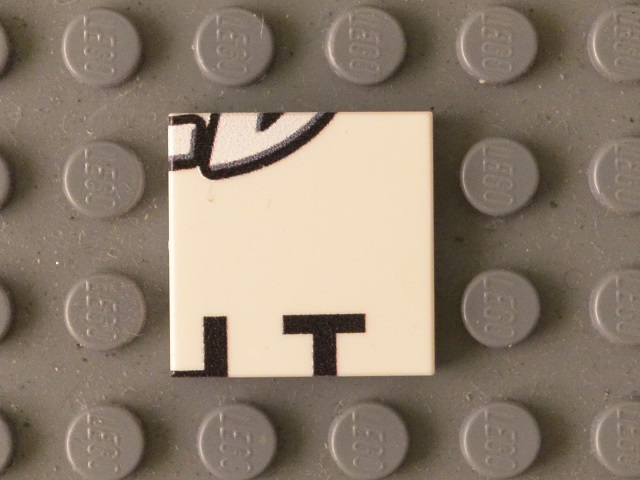 Lego Tile 2 x 2 with Black 'LD' Lower Half and Partial 'HT' Pattern / White