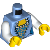 Lego Torso Corset with Gold and Blue Print, White Arms, Yellow Hands / Medium Blue