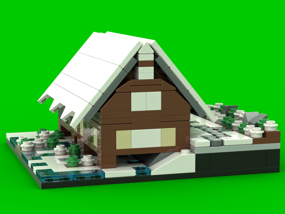 Lego Japanese micro scale Shirakawago Gassho house