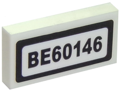 Lego Tile 1 x 2 with 'BE60146' Pattern (Sticker) - Set 60146
