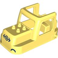 Lego Duplo Train Engine Cabin 4 x 8 x 3 1/2 with Dark Blue Train Logo, Headlights Print / Bright Light Yellow