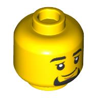 Lego Minifig Head, Thick Eyebrows, Goatee, Smile Print / Yellow