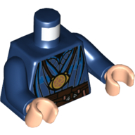 Lego Torso Robes, Dark Brown Belt, Gold Eye Necklace Print, Dark Blue Arms, Light Nougat Hands / Dark Blue