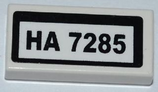 Lego Tile 1 x 2 with 'HA 7285' Pattern (Sticker) - Set 7285 / White