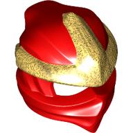 Lego Wrap with Forehead Ridge with Gold 3 Point Emblem, Bow in Back pattern / Red