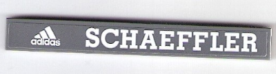 Lego Tile 1 x 8 with White Adidas Logo and 'SCHAEFFLER' Pattern (Sticker) - Set 75876