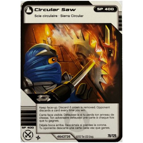 Lego Trading Card, Ninjago Deck #2: 78 - Circular Saw - North American Version
