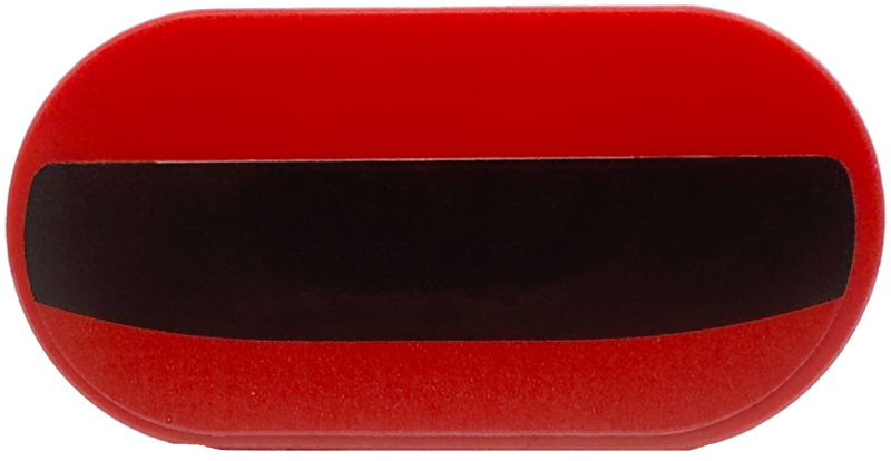 Lego Tile, Round 2 x 4 Oval with Black Stripe with Curved Side Pattern (Sticker) - Set 76914 / Red
