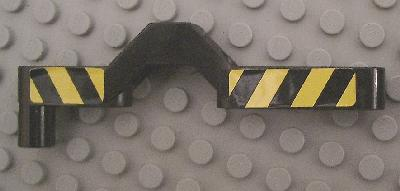 Lego Technic, Liftarm, Modified Crossover Offset 1 x 9 with Black and Yellow Danger Stripes Pattern on Both Sides (Stickers) - Set 8462 / Black