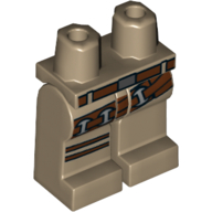 Lego Hips and Dark Tan Legs with Reddish Brown Belt, Low Belt, and Knee Belt Print