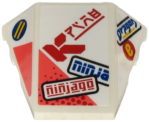 Lego Wedge 4 x 3 Triple Curved No Studs with 'ninja', 'ninjago', 'Dragon', Red Ninjago Logogram 'FIRE' and Coral Triangles Pattern (Stickers) - Set 71707