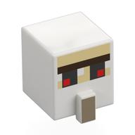 Lego Minifig Head Special, Cube with Nose and Face with Red Eyes Print / White