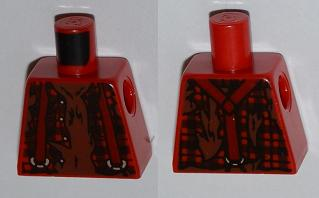 Lego Torso Monster Fighters with Suspenders over Torn Shirt Pattern / Red